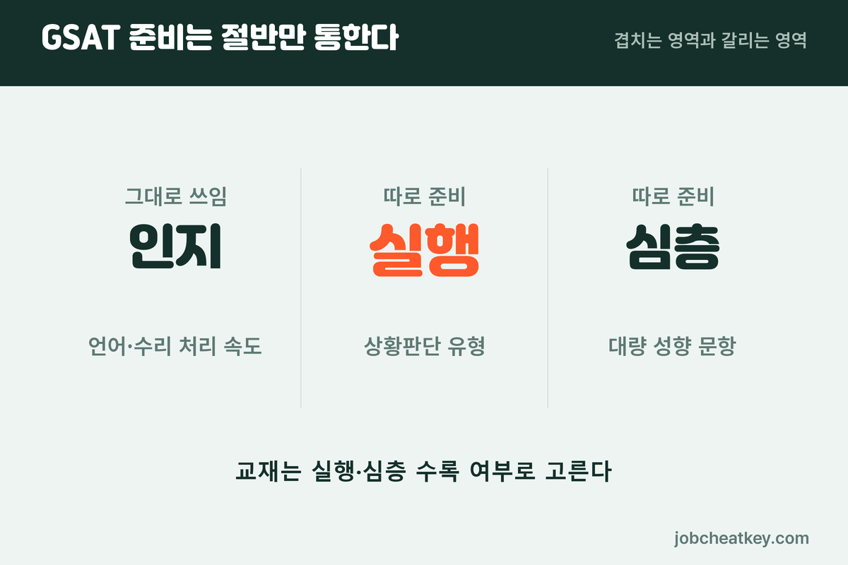 GSAT 준비와 SKCT에서 겹치는 영역과 갈리는 영역