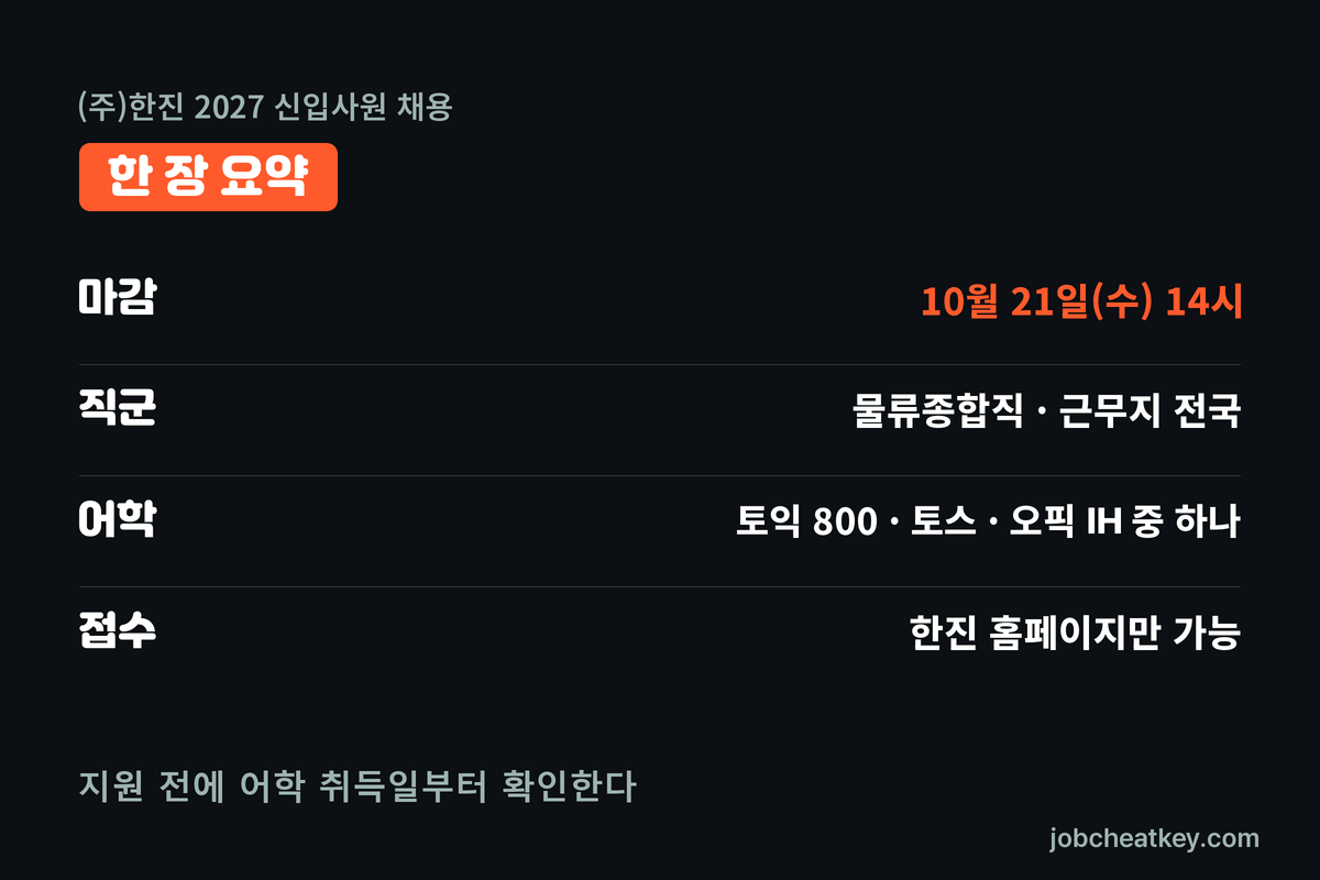 한진 채용 핵심 요약